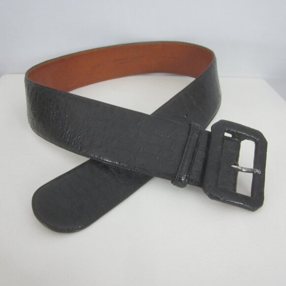 Giorgio Armani Womens S Black Genuine Crocodile Leather Belt   26\